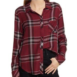 Grunge Rails Size XS Red Purple Plaid Long Sleeve Jersey Hunter Y2K Shirt Top